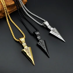 Necklace with Arrow Pendant Long Personal Security Self Defense Men Wome Stainless Steel Jewelry Chain Defence Tool Weapons