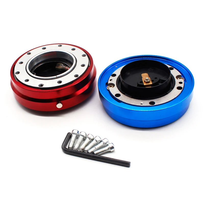 Universal Car Auto Racing Steel Thin Version 6 Hole Steering Wheel Quick Release Snap off Hub Adapter Boss Kit Red Blue Black