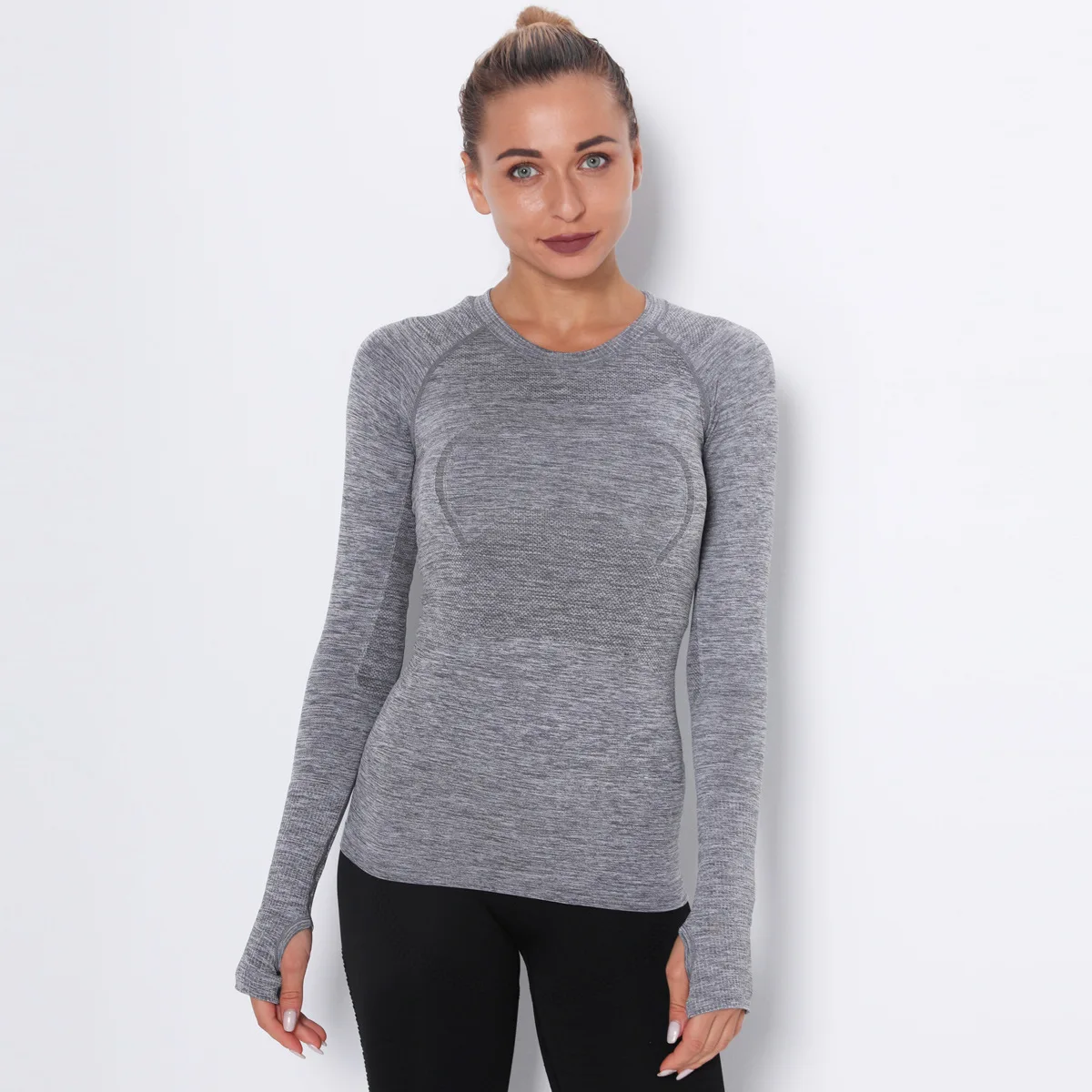 Sportowe bluzki Quick Dry Top do jogi z długim rękawem Crop Top Push Up kobiety Gym Top odzież Fitness oddychająca sportowa koszulka bez rękawów