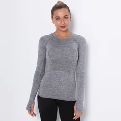 Sportowe bluzki Quick Dry Top do jogi z długim rękawem Crop Top Push Up kobiety Gym Top odzież Fitness oddychająca sportowa koszulka bez rękawów koszule