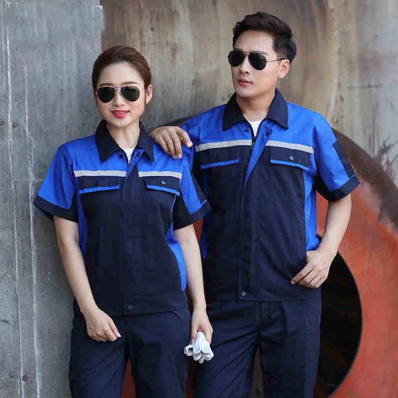 Plus Size Summer Short Sleeve Working Clothes Set Labor Mechanical Workshop Uniforms Auto Repair Factory Engineering Coveralls