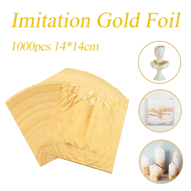

Листы из фольги с имитацией золотых листьев, цветные листья из 2,5 меди, 1000 шт., 14 х14 см для золочения, художественной работы, украшения для ногтей, фольга с золотыми листьями