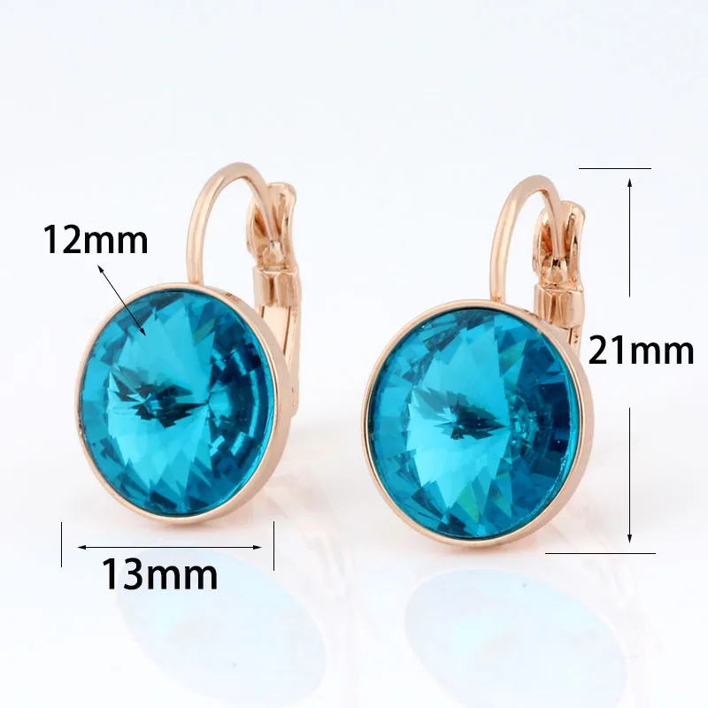 New Fashion Earrings Crystals Drop Earrings 12mm Round Earrings For Women Wedding Party Luxury Fine Jewelry Accessories