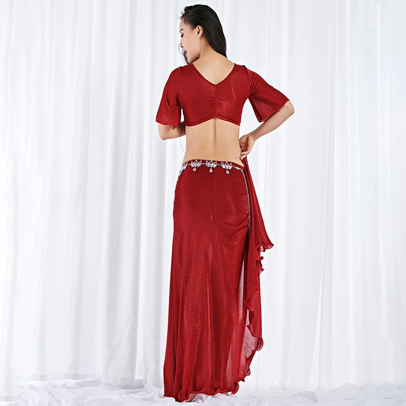 New Arrivals Women Belly Dance Wear Velvet Clothes Long Skirt Belly Dance Costume 2Pcs Set Top and Skirt Dance Practice Clothing