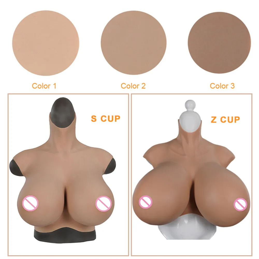 Giant Tits High Collar S Cup Fake Boobs Breast Form Enhancement Male To Female For Ladyboy Shemale Cosplay Cross Dressing