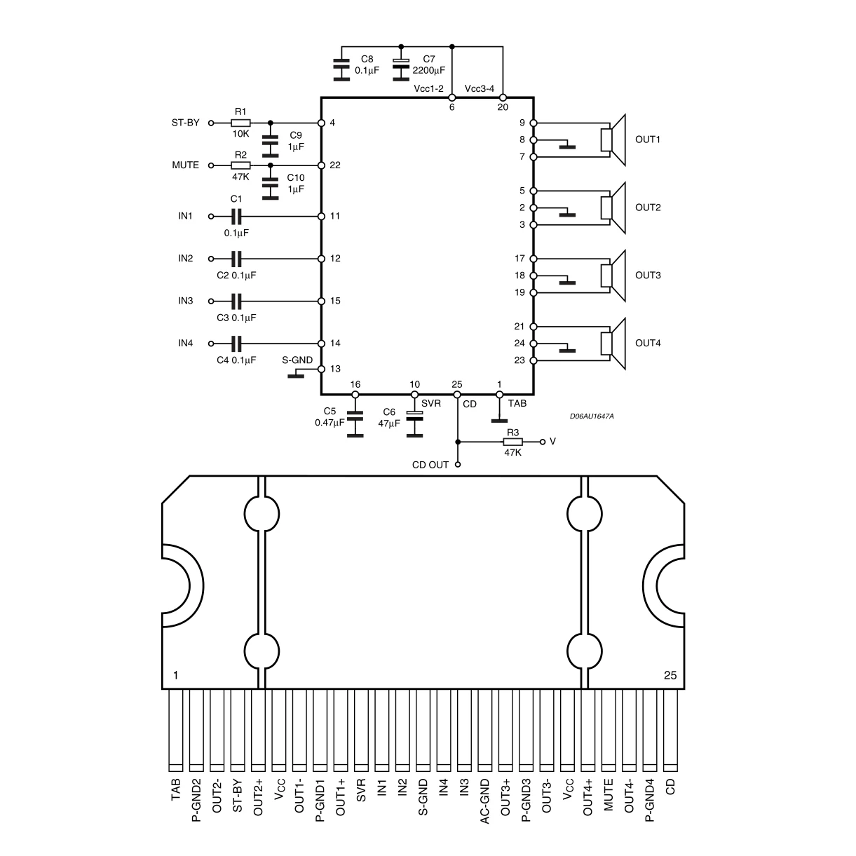 TDA7850 TDA7851L 4CH Car Audio DSP amplifier Chip IC of 100% ST new original American 4 channels input and 4 ways out