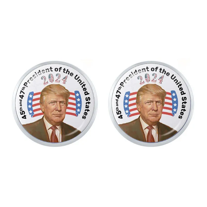 Trump 2024 Keep America Great Glass Cabochon Stud Earrings Donald Trump for President USA Creative Print Earring