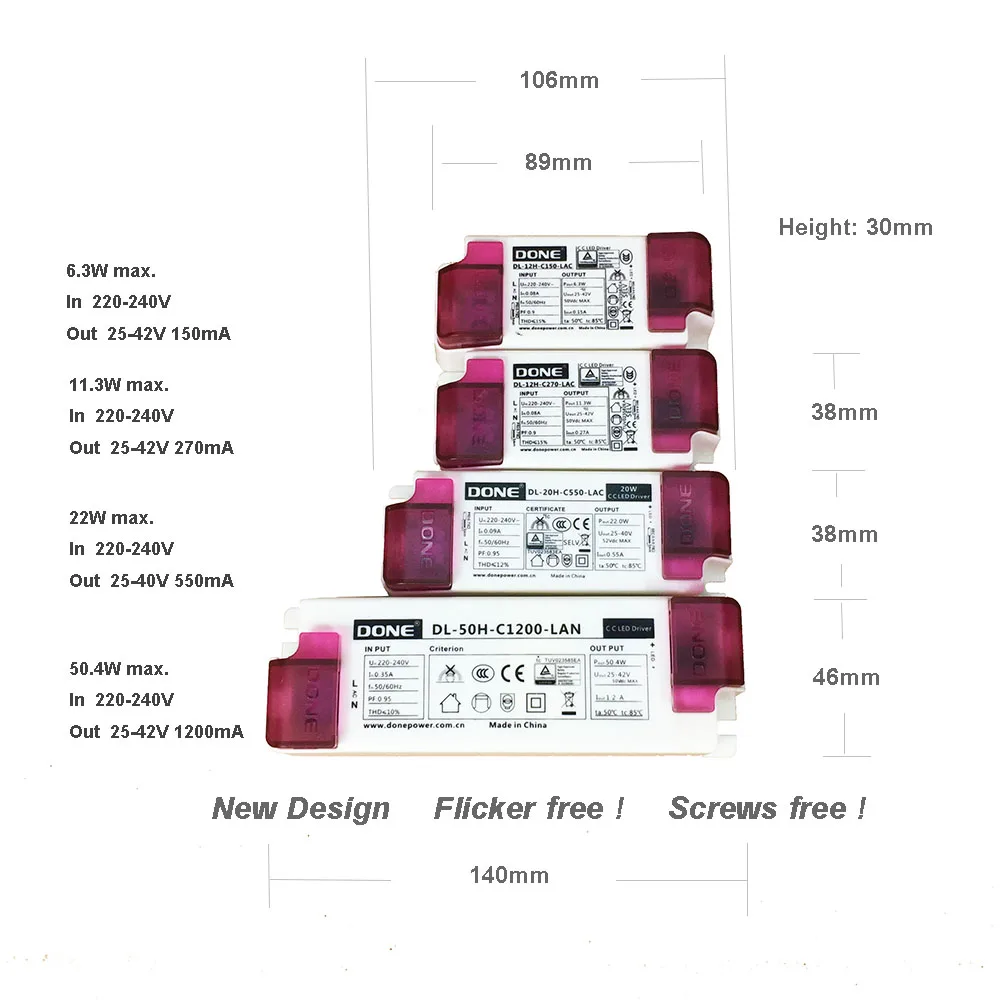 Class 2 Led Driver Power Supply 150mA 270mA 300mA 550mA 1200mA Home Commercial Lighting Long Life Design Flicker Free No Screws