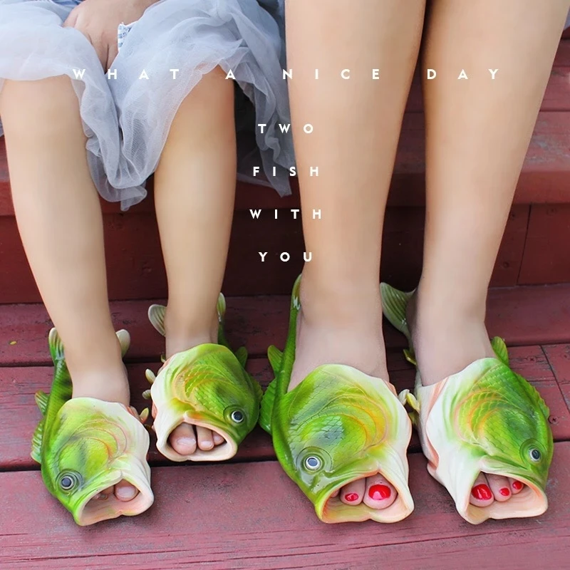 Chanclas de pescado para niños, zapatillas familiares, zapatos de playa, toboganes, zapatos de baño para bebés, zapatos planos divertidos, sandalias