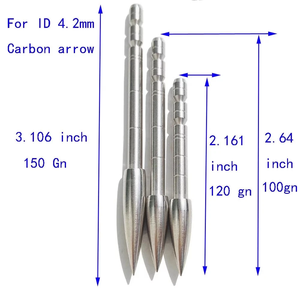 Hunting Archery Arrows 100/120/150 grain Point Arrowheads ID 4.2mm Steel Target Broad head For Compound/Recurve bow