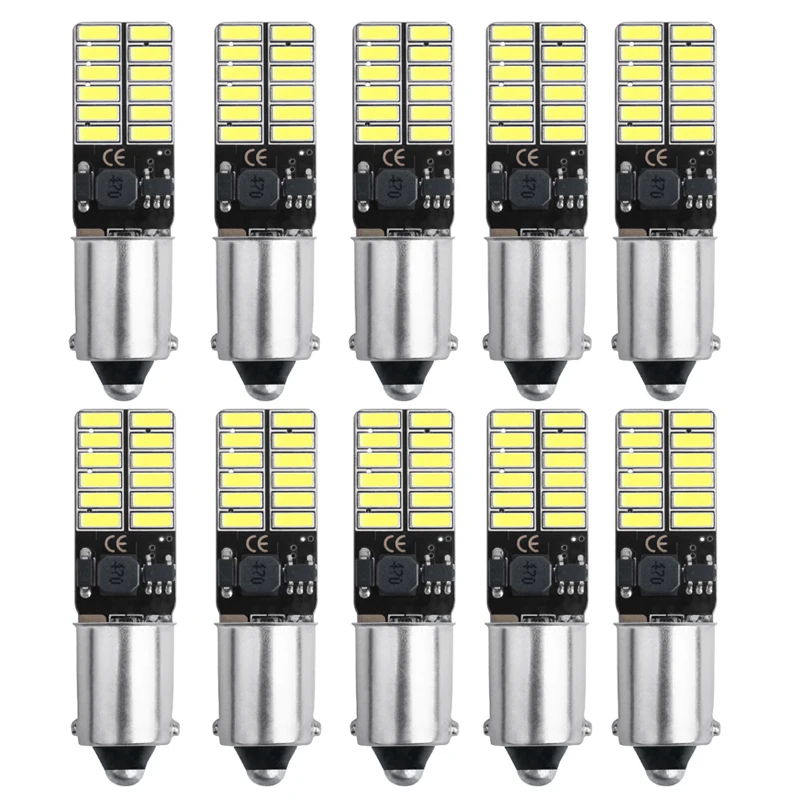 100PCS BA9S T4W T11 LED Bulbs Canbus 4014 24 SMD Interior Reading Lights Car Parking Light License Plate Bulbs White Wholesale