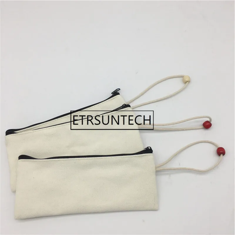 100pcs Blank Canvas Zipper Pencil Cases Pen Pouches Cotton Cosmetic Bags Makeup Bags Mobile Phone Bag Organizer