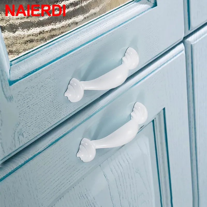 NAIERDI Aluminium Alloy White Cabinet Handles Kitchen Closet Door Knobs and Cupboard Handles Drawer Pulls Furniture Handle