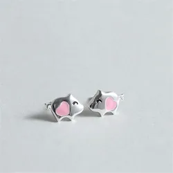 New Arrival Sweet Temperament Pink Pig 925 Sterling Silver Jewelry Cute Animal Exquisite Popular Gift Stud Earrings E099