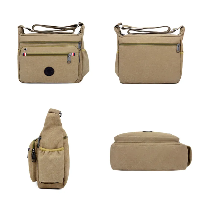 Men Canvas Travel Shoulder Bag Casual Crossbody Bags Good Qualtiy Outdoor Handbag Travel School Retro Tote Zipper Messenger Bag