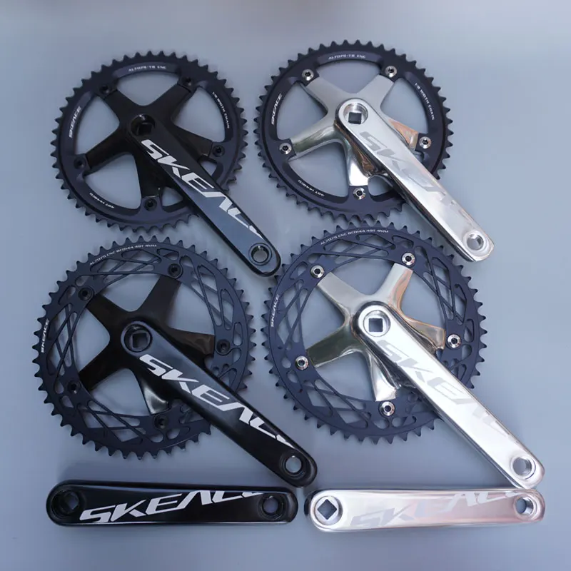 48T 1/8 Width Chain BCD144mm Fixed Gear Bicycle Crankset Square Hole Axis Race AL7075-T6 CNC 49T Spider Disc 165mm Crank Leg