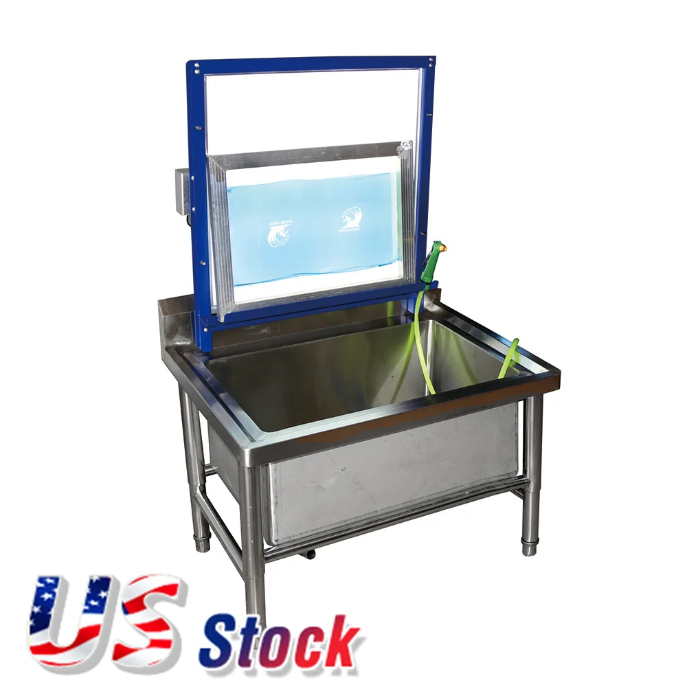 Floor Type Stainless Steel Screen Printing Wash Tank Washout Booth with Backlight