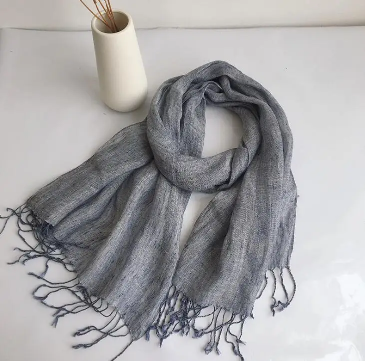 100% Linen New Spring and Autumn Unisex Scarf Echarpe Muslim Hijab Foulard Shawls Tie Dye Scarves Women/Men Sjaal Scarfs