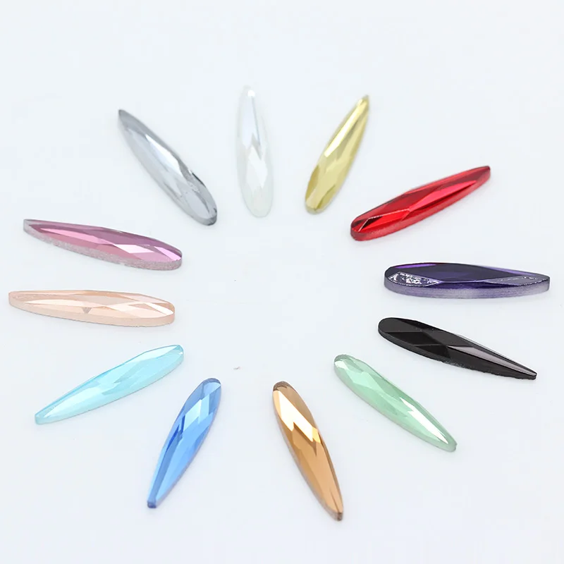 20p 6x30mm Pear Color Foiled Flat Back faceted crystal Glass rhinestone jewels stone Scrapbook craft DIY cellphone shoes clothes