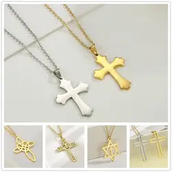 Skyrim Cross Necklace for Women Men Stainless Steel Gold Color Christian Jesus Amulet Choker Chain Necklaces Jewelry Wholesale