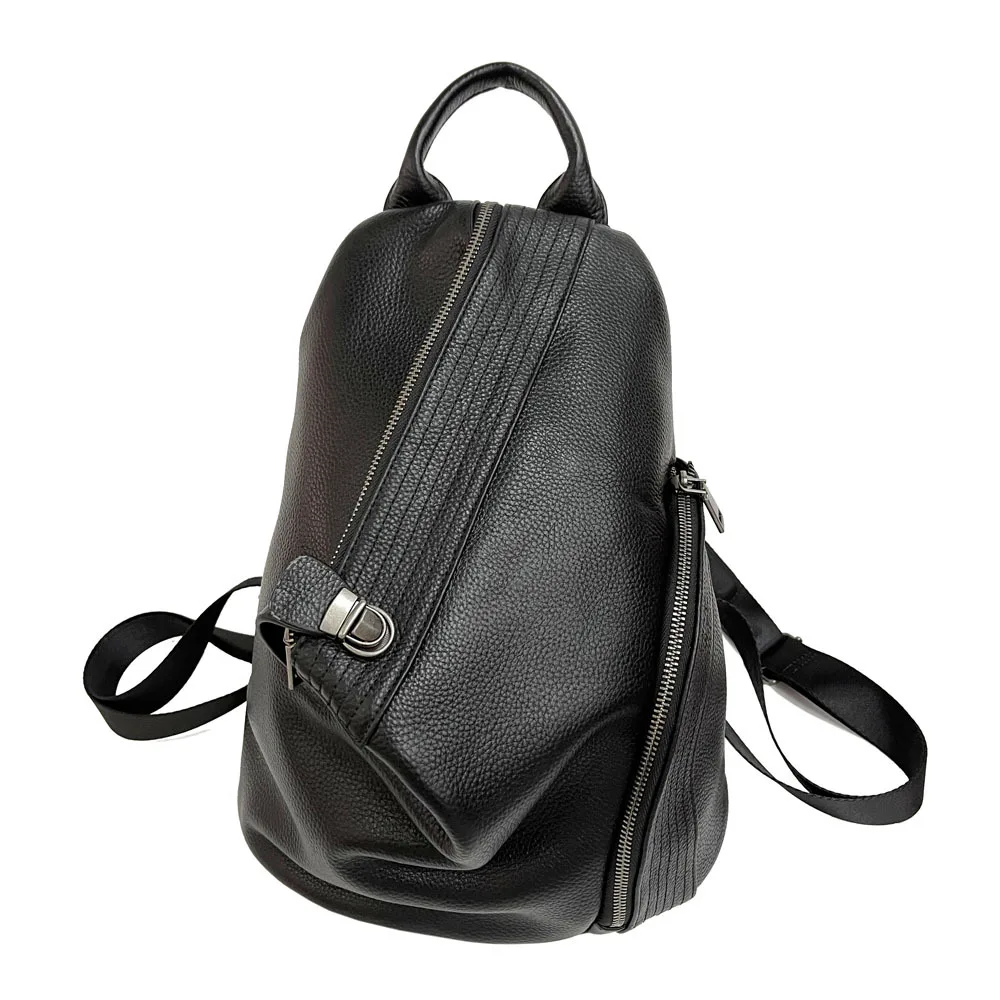 New leather backpack with female head layer leather backpack zipper buckle anti-theft travel bag