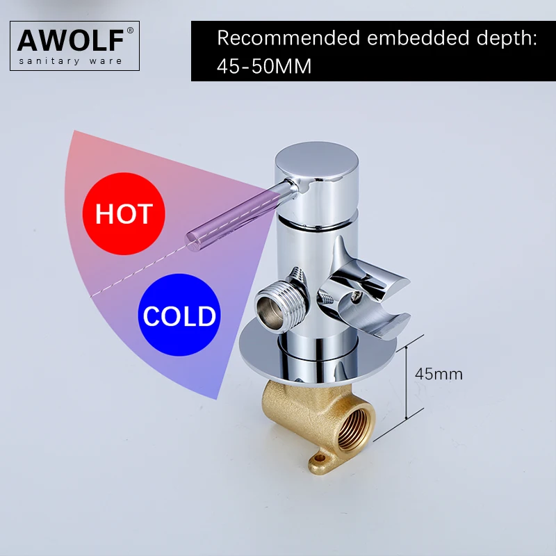 Imagem -04 - Awolf Ducha Higiênico para Banheiro Pulverizador de Bidê de Latão Sólido Cromado Quente e Frio Misturador Muçulmano Chuveiro Anal Ap2335