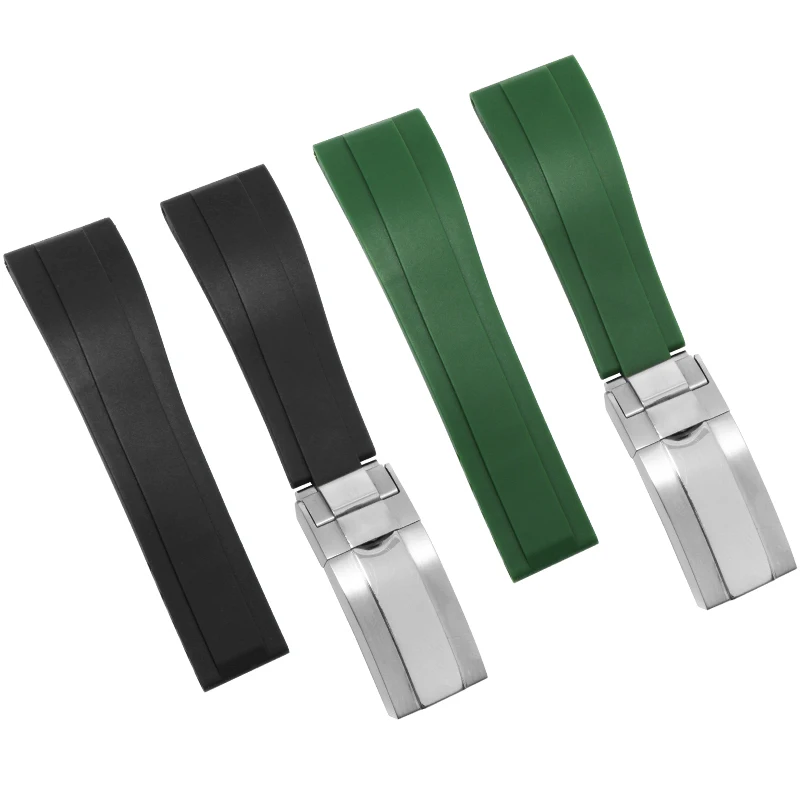 

Waterproof Rubber Watch Strap For Oysterflex Submariner Series Me's Bracelet 20mm Black Green Watchband With Buckle