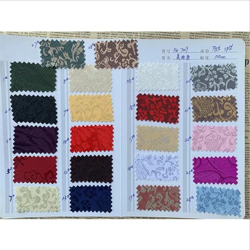 NCF973 28Colors Fishes Jacquard Silky Stain Fabric/Chinese Style Clothings Polyester Woven Dyed DIY Sewing Materials