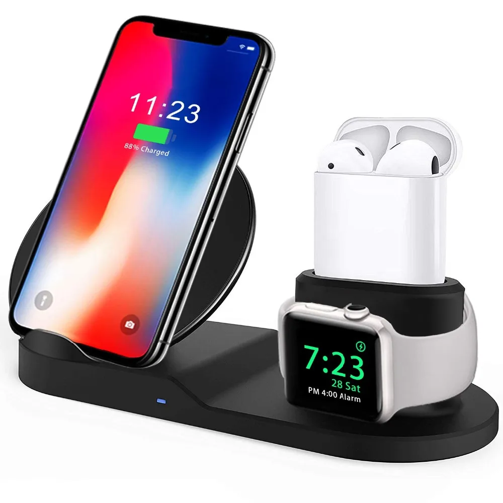 3 In 1 Wireless Dock For Apple watch Charger station Qi Fast stand For Airpods for IPhone 12 11 10 9 iWatch series 3 4 5 6 se