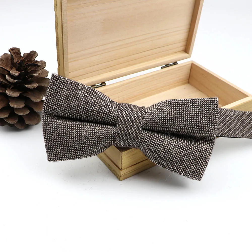 High Quality Men\'s Wool Cotton Adjustable Bow Tie Cravats Wedding Business Butterfly Solid Plaid Bowtie Clothing Accessories