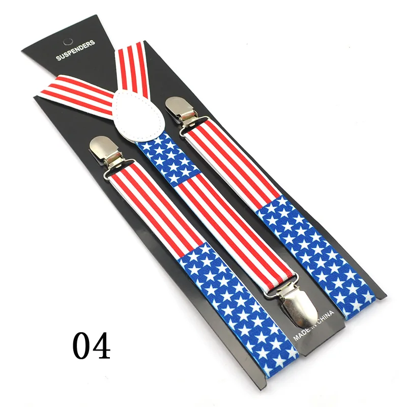 ใหม่ Suspensorio ผู้ชายผู้หญิง Clip-on Braces 2.5 ซม.5 แบบ USA American Flag Suspender Elastic Slim Suspenders Y-back เข็มขัด