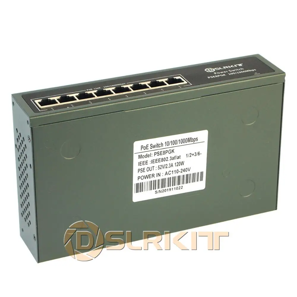 Imagem -02 - Dslrkit-tudo de Gigabit Portas Poe Mais Switch 802.3at af 120watt Energia sobre Ethernet