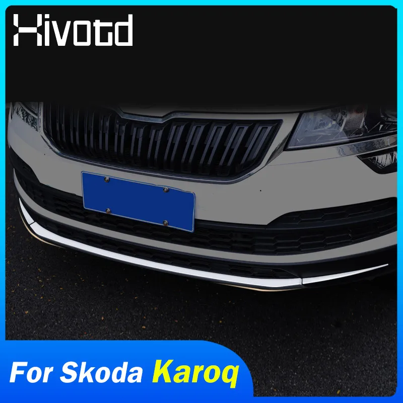 For Skoda Karoq 2023 2024 Accessories Front Bumper Trim Protect Lower Front Bumper Cover Diffuser Spoiler Lip Guard Decoration