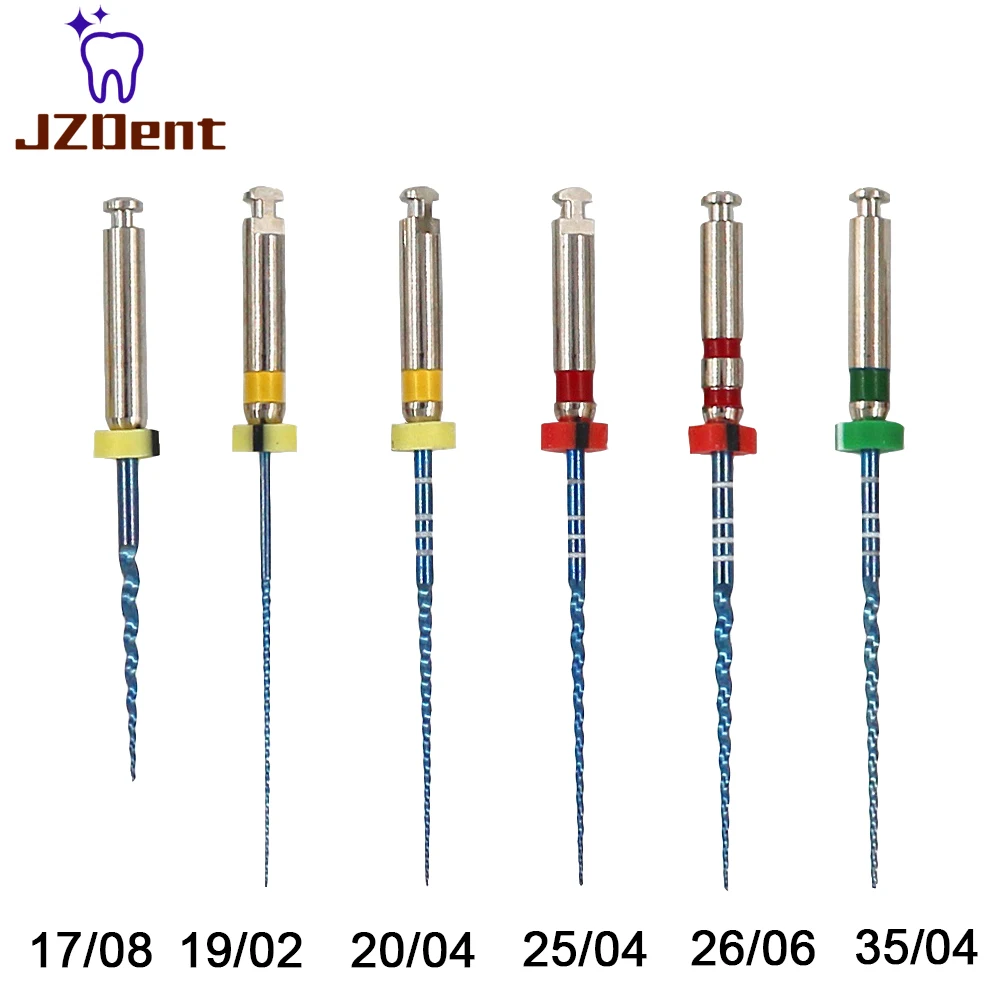 Dental Endo Files 04 06 Taper Blue Endodontic Files Niti Rotary Heat Activated File 21mm/25mm Preparing Root Canal Treatment