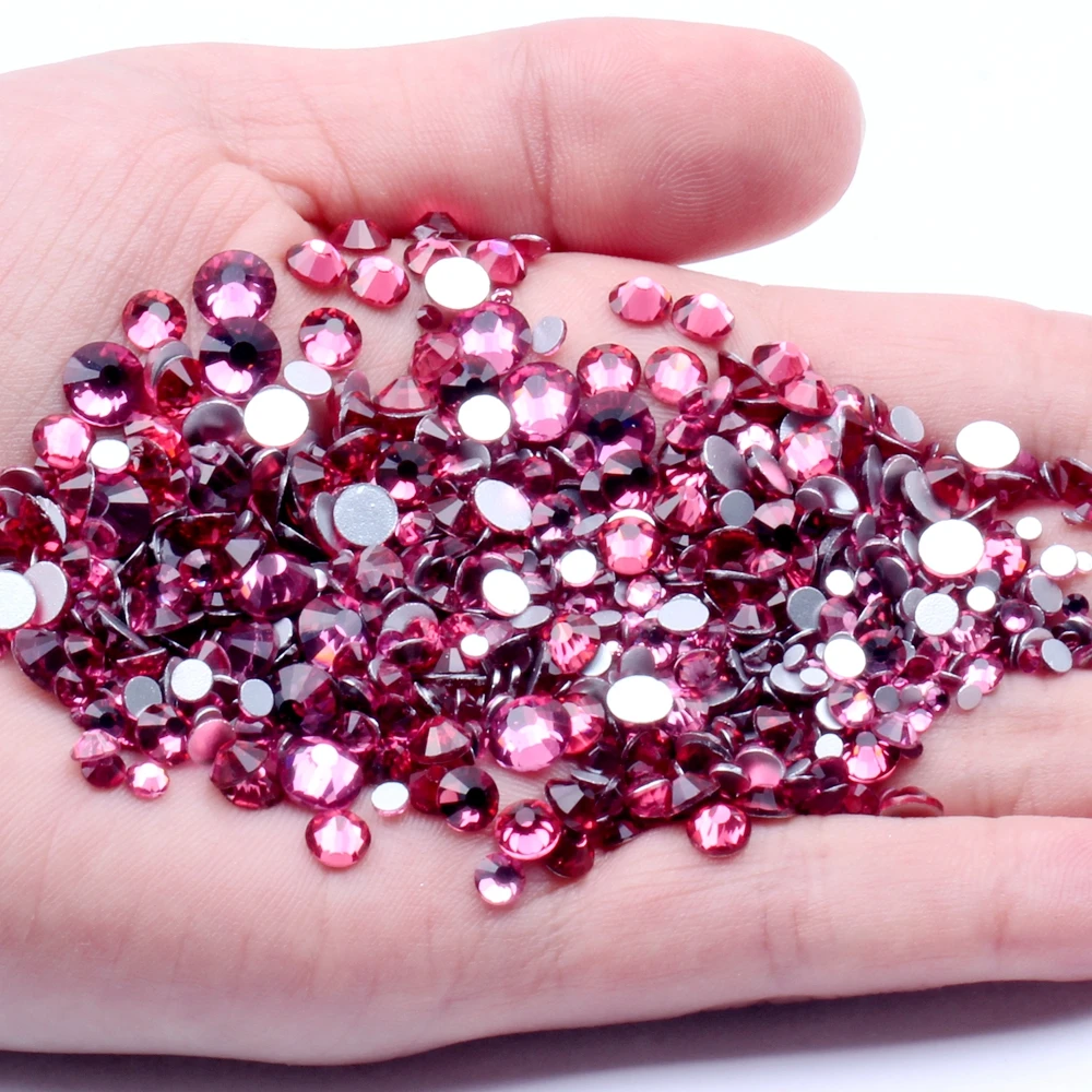 

Rose Color SS3-SS34(1.2mm-7.2mm)Crystal Rhinestones For Decoration Flatback Round Glue On Strass Stones DIY 3D Nail Art Supplies