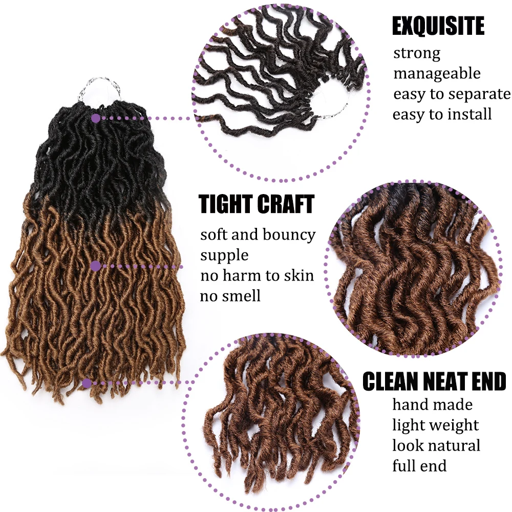 Gypsy Locs Synthetische Goddess Faux Locs Häkelhaar Weiche Zöpfe Dreadlocks Lockige Twist-Flechthaare für Frauen Schwarz 15 Stränge – Detail 5