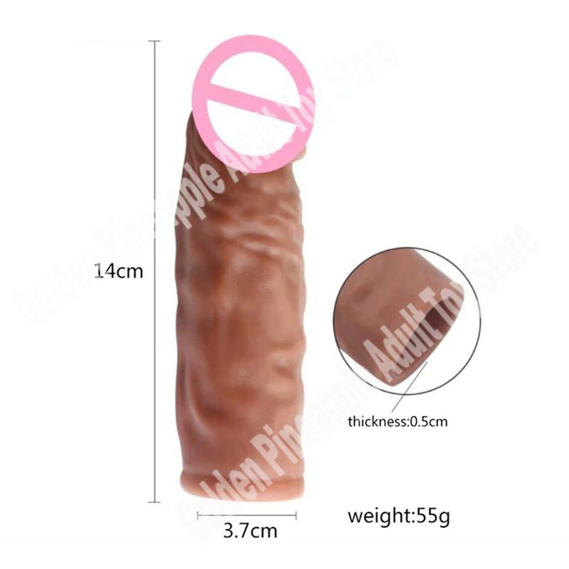 14/16/20cm Realistic Penis Sleeve Extender Cock Sleeve Dick Enlargement Delay Ejaculation Reusable Condom Men Sex Toys