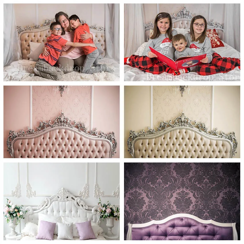 Mehofond Headboard Bed Baby Shower Photography Background Vintage Floral Wall Birthday Photo Backdrops Photocall Studio Props