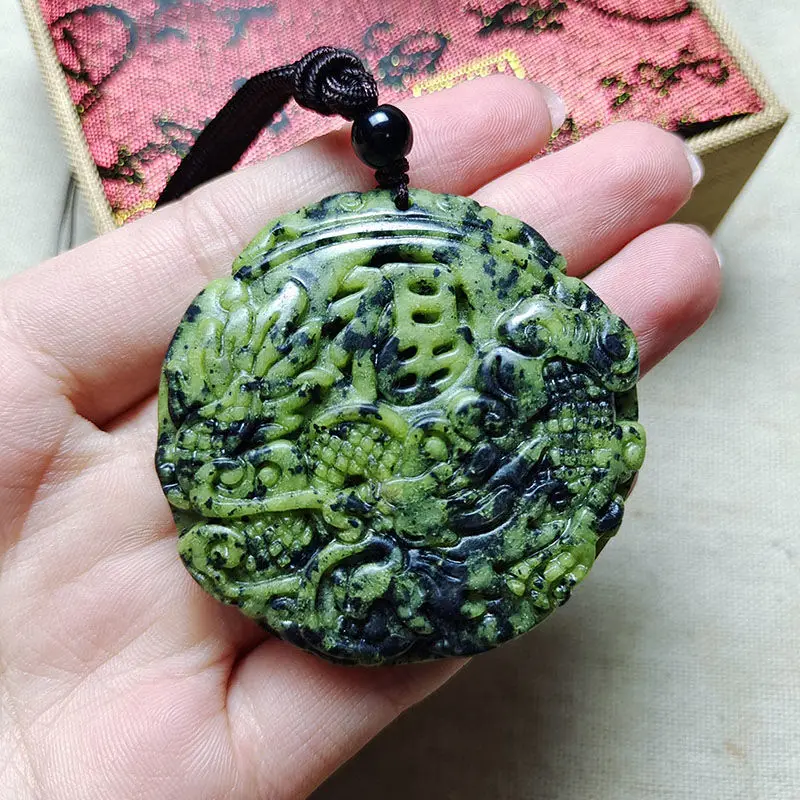 GenuineTibetanMedicine KingShi Longfeng 쌍 펜던트 순수 자연 티베트어 옥 Longfeng 브랜드 목걸이 남자와 여자의 펜던트