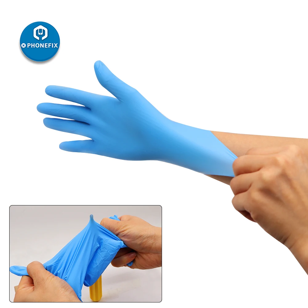 Disposable Gloves Blue 10pcs/lot Food Grade Waterproof Allergy Free Disposable Work Safety Gloves Nitrile Gloves Mechanic