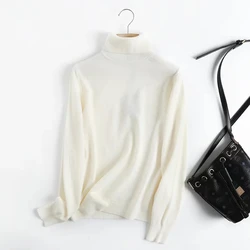 Maxdutti-Pull en laine de style anglais pour femmes, pulls côtelés monochromes, pulls à la mode, multicolore, col roulé, hiver