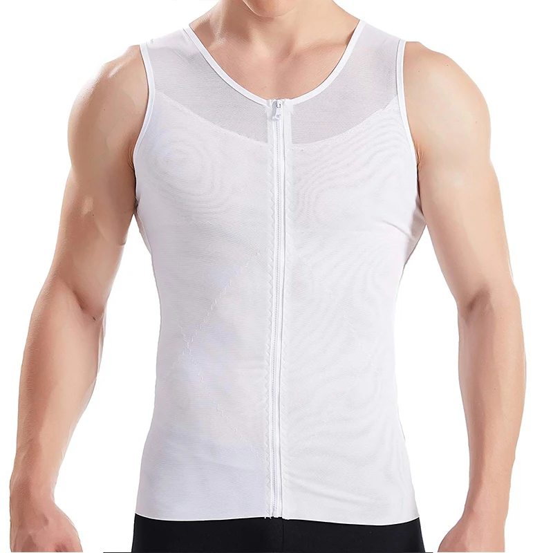 Chaleco moldeador de Cuerpo Adelgazante para hombre, camisa moldeadora delgada de Abdomen, Abs, con cremallera, ropa moldeadora delgada