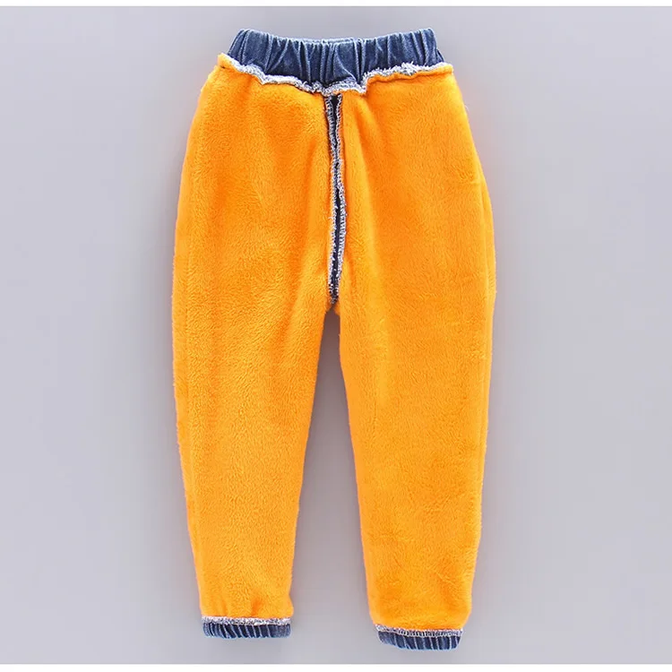 Winter Warm Kids Jeans Plus Velvet Children Denim Pants Baby Boys Girls Thick Fleece Pants