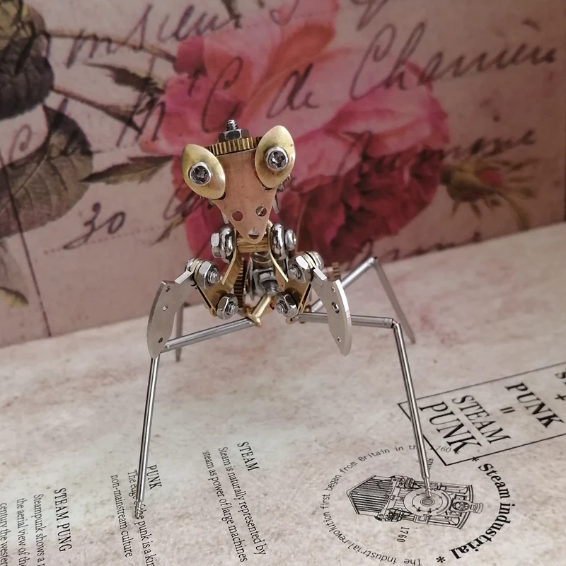 Steampunk Mechanical Insect Ornament Full Metal Mantis Animal Model Creative Handmade Crafts Living Room Decoration