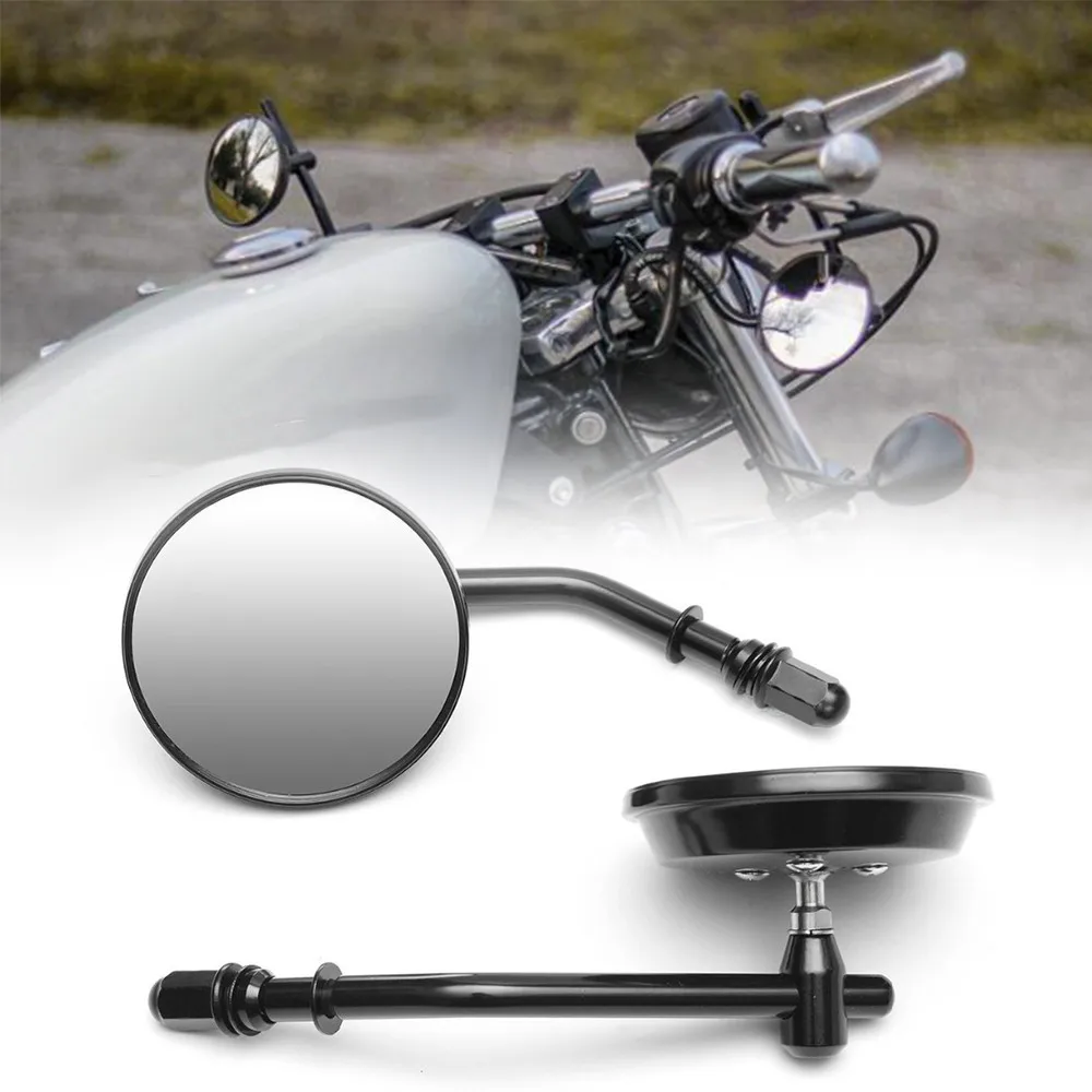 8mm Black/Chrome Motorcycle Mirror Short Stem 3\