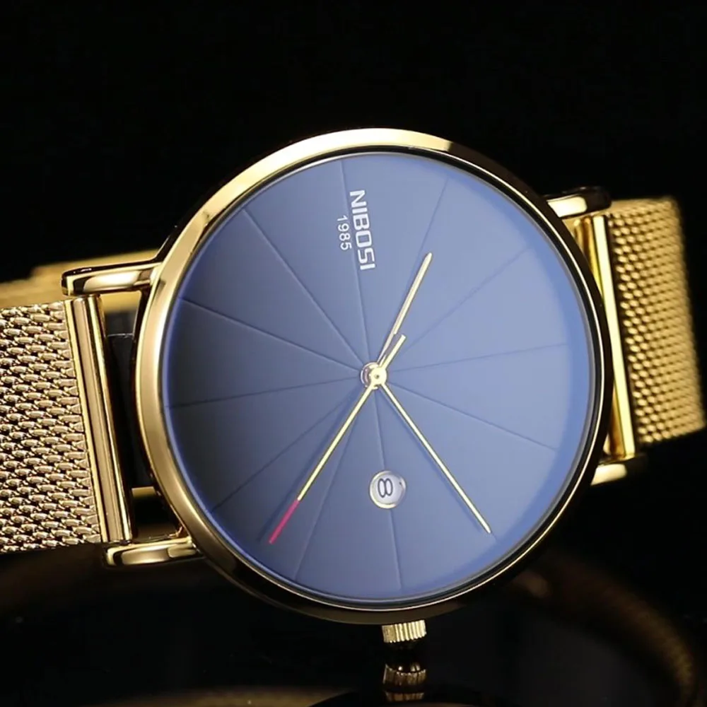 NIBOSI Gold Watch Men Luxury 2019 Blue/Thin Watches For Men/Women Waterproof dress  Fashion Brand Wristwatch Relogios