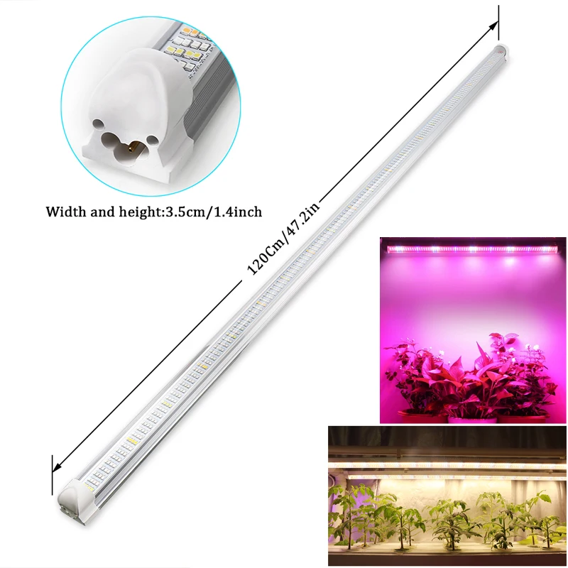 5pcs/lot 60W Full Spectrum LED Grow Light 120cm T8 Tube Plant Phytolamp Growing Lamp for Indoor Flower Vegs Seeds Grow Tent