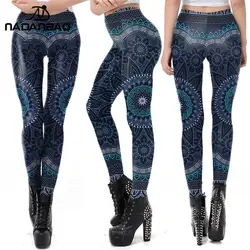 Nadanbao neues Design Mandala Druck Frauen Leggings für Fitness Workout Legins hohe Taille Knöchel hose außerhalb Leggins xl Größe