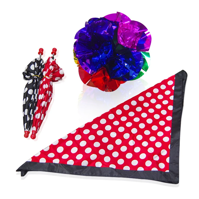 Polka Dot Silk & Umbrella Sets Magic Tricks Magician Stage Illusion Gimmick Mentalism Scarve Appear Umbrella Flower Ball Magia