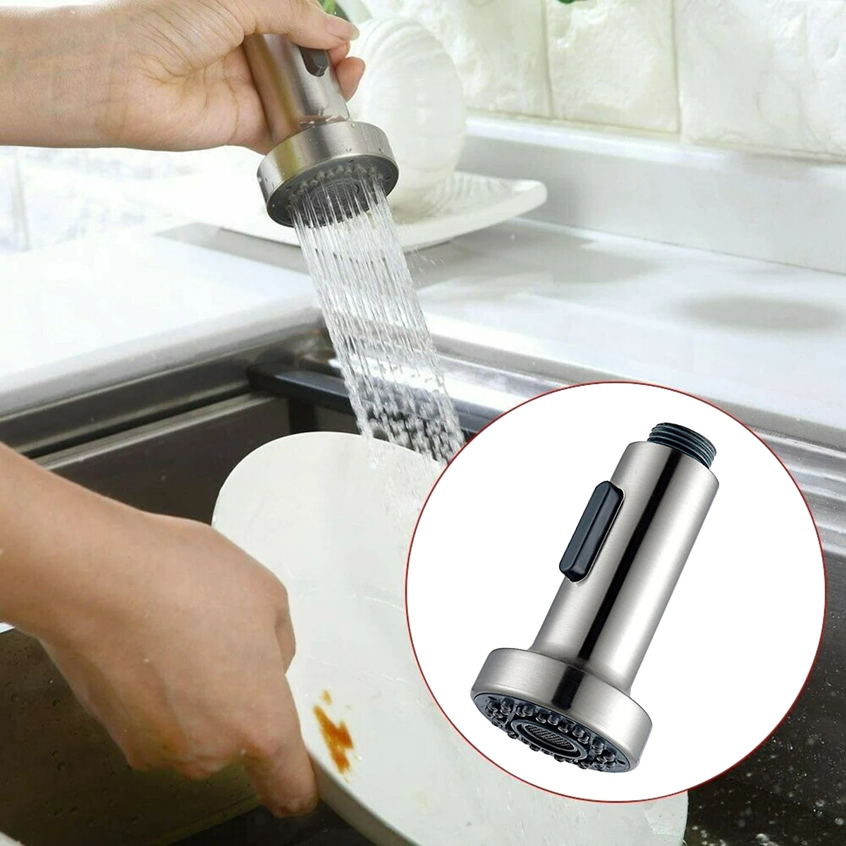 Kitchen Bathroom Tap Faucet Pull Out Shower Head Water Spray Replacement Head ABS Sprinkler